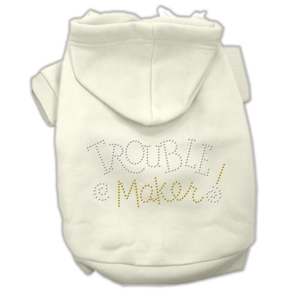 Trouble Maker Rhinestone Hoodies Cream L