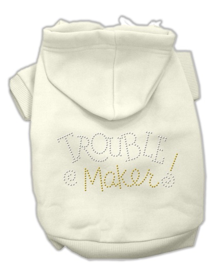 Trouble Maker Rhinestone Hoodies Cream L