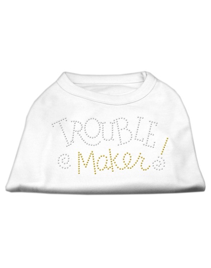 Trouble Maker Rhinestone Shirts White L