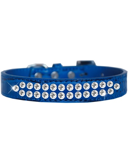 Tulsa Plain Croc Dog Collar Blue Size 12