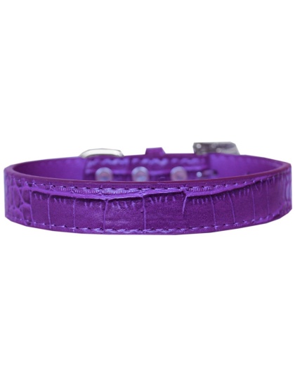 Tulsa Plain Croc Dog Collar Purple Size 12