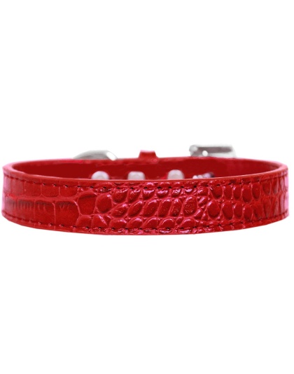 Tulsa Plain Croc Dog Collar Red Size 12