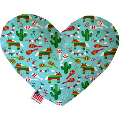 Turquoise Fiesta 6 inch Canvas Heart Dog Toy