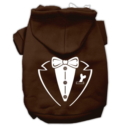 Tuxedo Screen Print Pet Hoodies Brown Size Lg