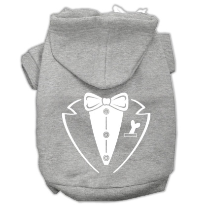 Tuxedo Screen Print Pet Hoodies Grey Size Lg