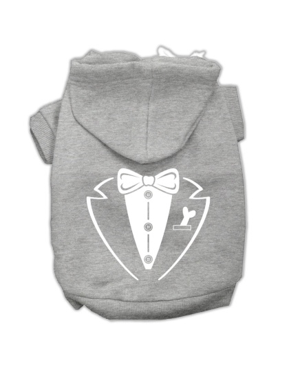 Tuxedo Screen Print Pet Hoodies Grey Size Lg