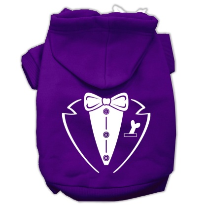 Tuxedo Screen Print Pet Hoodies Purple Size Lg