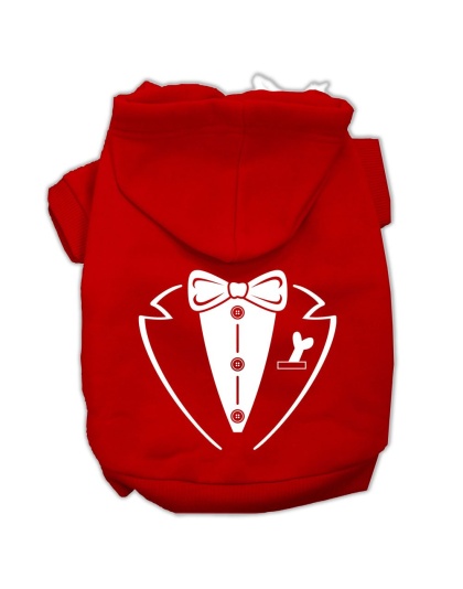 Tuxedo Screen Print Pet Hoodies Red Size Lg