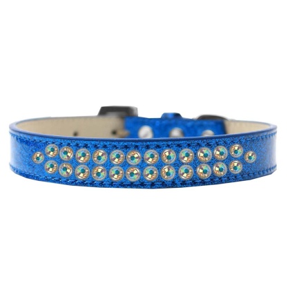 Two Row AB Crystal Size 12 Blue Ice Cream Dog Collar