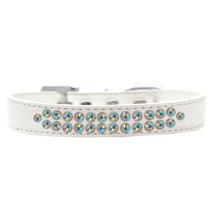 Two Row AB Crystal Size 12 White Dog Collar