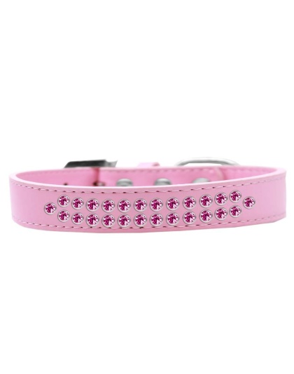 Two Row Bright Pink Crystal Size 12 Light Pink Dog Collar