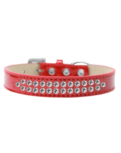 Two Row Clear Crystal Size 12 Red Ice Cream Dog Collar
