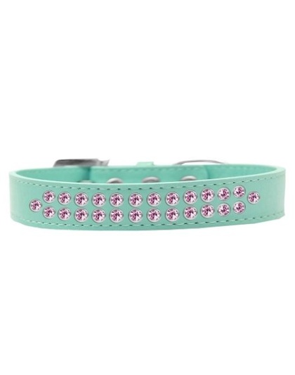 Two Row Light Pink Crystal Size 12 Aqua Dog Collar
