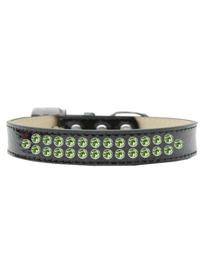 Two Row Lime Green Crystal Size 12 Black Ice Cream Dog Collar