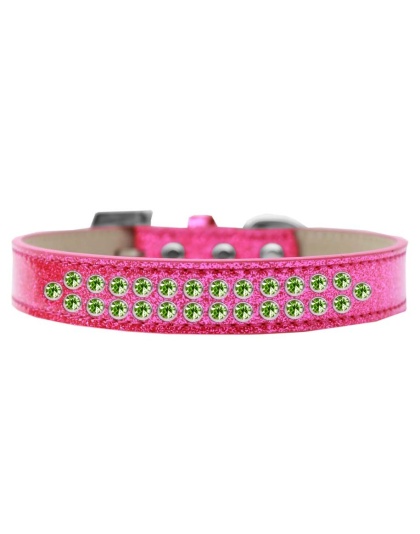 Two Row Lime Green Crystal Size 12 Pink Ice Cream Dog Collar