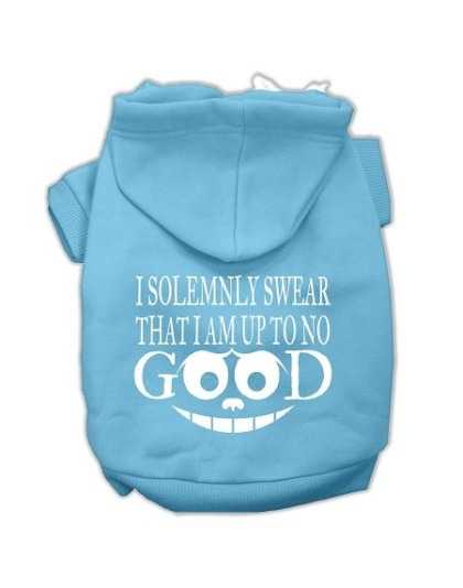 Up to No Good Screen Print Pet Hoodies Baby Blue Size Lg