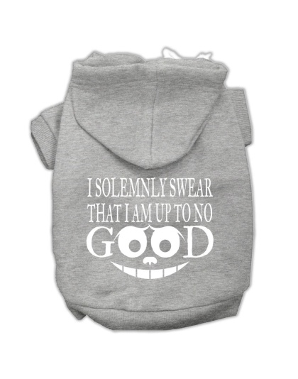 Up to No Good Screen Print Pet Hoodies Grey Size Lg