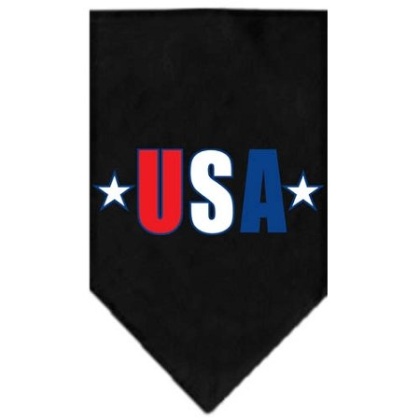 USA Star Screen Print Bandana Black Large