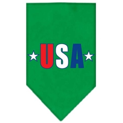 USA Star Screen Print Bandana Emerald Green Large