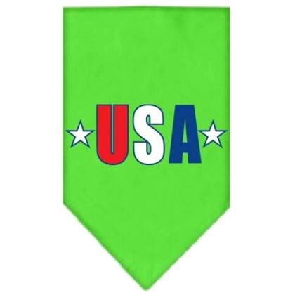 USA Star Screen Print Bandana Lime Green Large