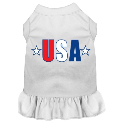 USA Star Screen Print Dress White 4X (22)