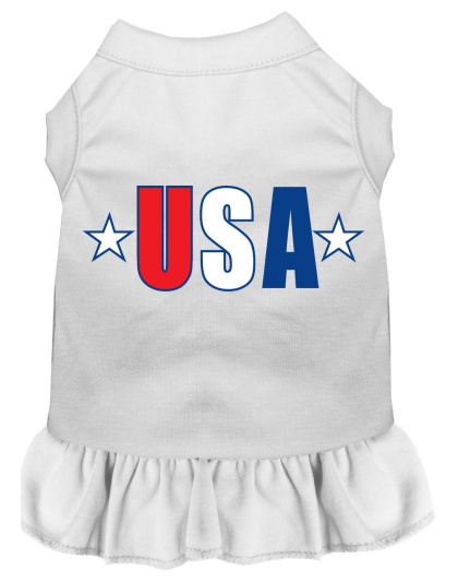 USA Star Screen Print Dress White 4X (22)