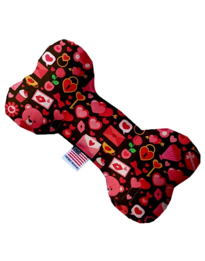 Valentines Day Bears 10 inch Canvas Bone Dog Toy