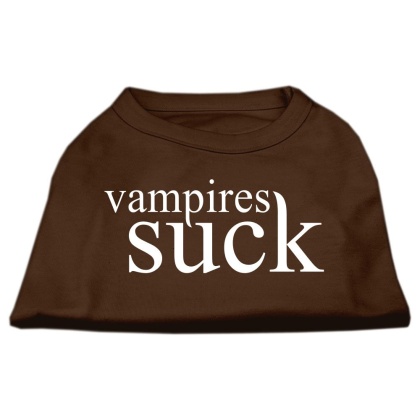 Vampires Suck Screen Print Shirt Brown Lg