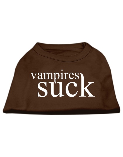 Vampires Suck Screen Print Shirt Brown Lg