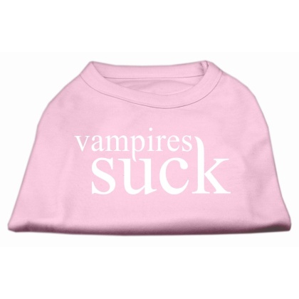 Vampires Suck Screen Print Shirt Light Pink L