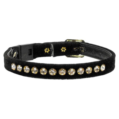 Velvet Breakaway Cat Collar Black 10