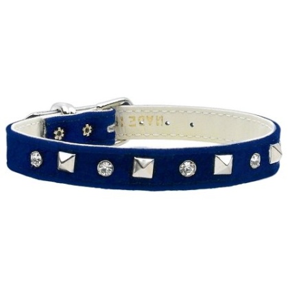 Velvet Crystal and Pyramid Collars Blue 10