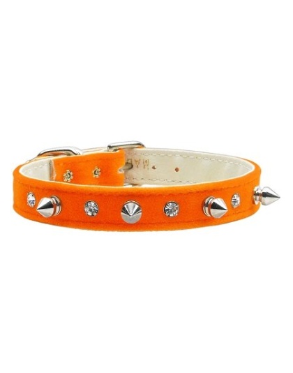 Velvet Crystal and Spike Collars Orange 10