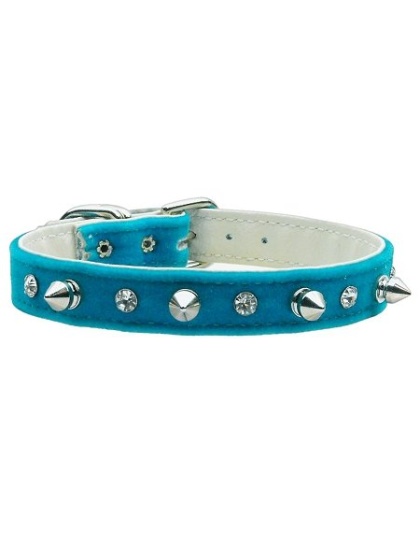 Velvet Crystal and Spike Collars Turquoise 10