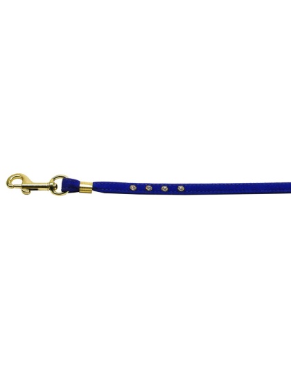 Velvet Flat Leash Blue 3/8 Clear Jewel Leash