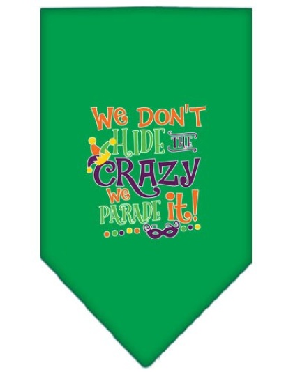 We Don't Hide the Crazy Screen Print Mardi Gras Bandana Emerald Green Large