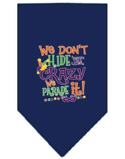 We Don't Hide the Crazy Screen Print Mardi Gras Bandana Navy Blue large