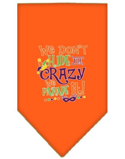 We Don't Hide the Crazy Screen Print Mardi Gras Bandana Orange Large