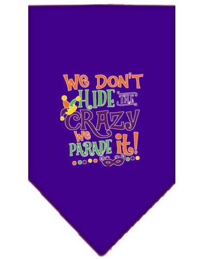 We Don't Hide the Crazy Screen Print Mardi Gras Bandana Purple Large
