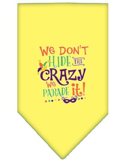 We Don't Hide the Crazy Screen Print Mardi Gras Bandana Yellow Large