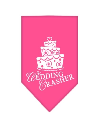 Wedding Crasher Screen Print Bandana Bright Pink Large