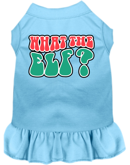 What the Elf Screen Print Dog Dress Baby Blue Size XS