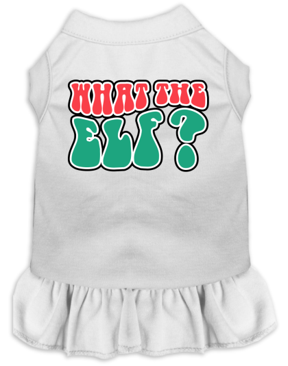 What the Elf Screen Print Dog Dress White Size XS