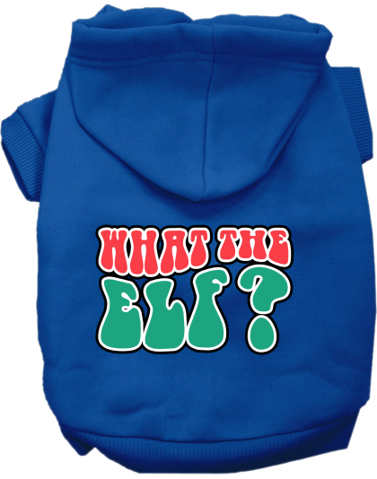 What the Elf Screen Print Dog Hoodie Blue Size XS