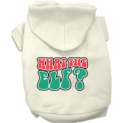 What the Elf Screen Print Dog Hoodie Cream Size XS