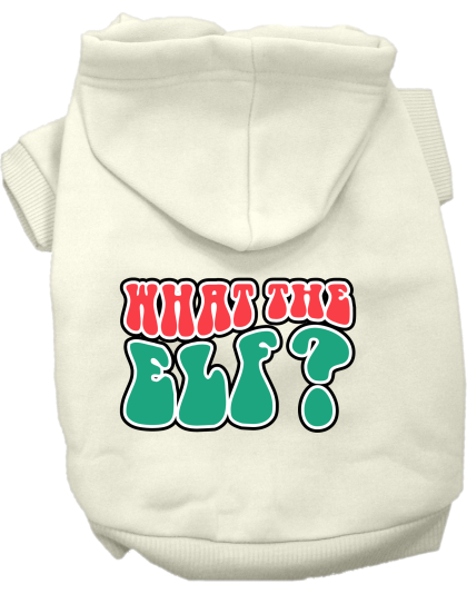 What the Elf Screen Print Dog Hoodie Cream Size XS