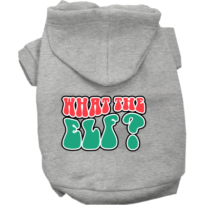 What the Elf Screen Print Dog Hoodie Grey Size XS