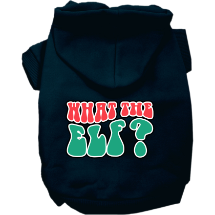 What the Elf Screen Print Dog Hoodie Navy Blue Size XS