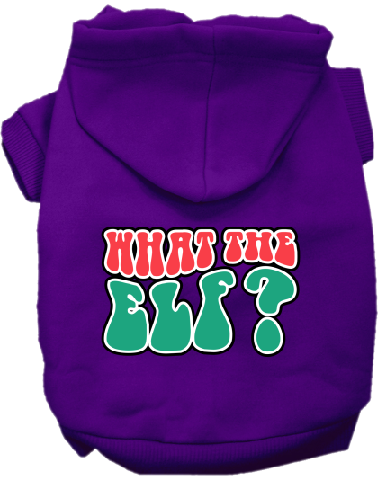 What the Elf Screen Print Dog Hoodie Purple Size XS