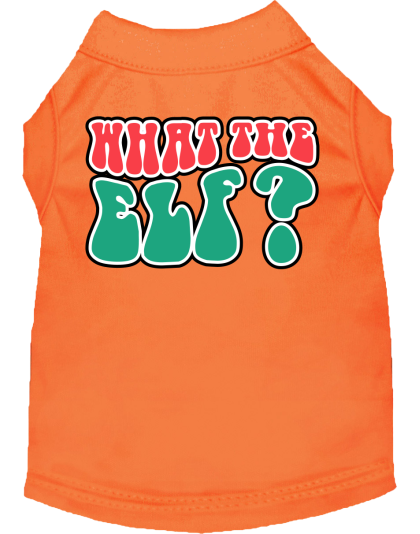 What the Elf Screen Print Dog Shirt Orange Size XS
